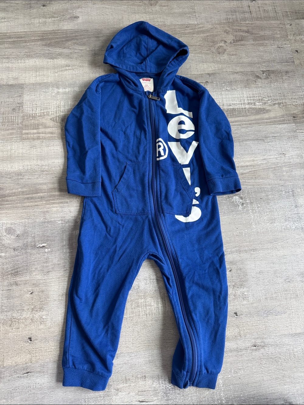 Levi's Royal Blue Hooded Kids One-Piece Zip Romper toddler 18-24m